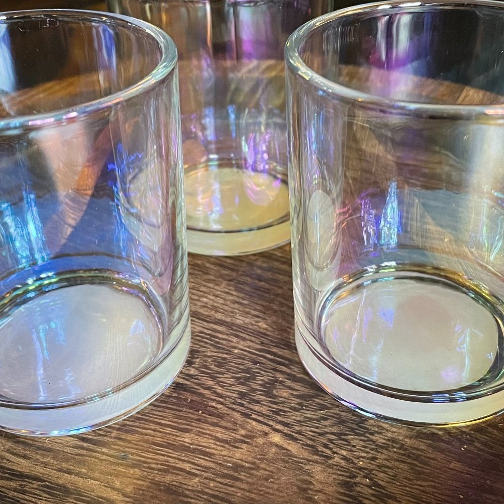 Clear Iridescent Glass Votive or Tealight Candle Holders, set of 3, new